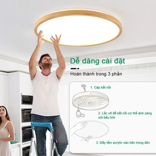 【COD】Đèn trần phòng khách Gogeous 3 màu đèn led trần Phong cách đơn giản gỗ đèn thả trần đẹp phòng ngủ