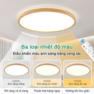 【COD】Đèn trần phòng khách Gogeous 3 màu đèn led trần Phong cách đơn giản gỗ đèn thả trần đẹp phòng ngủ