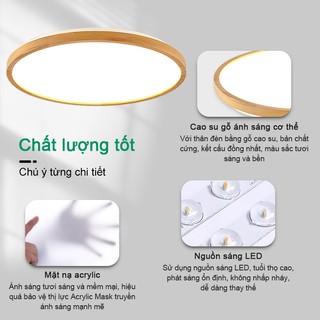 【COD】Đèn trần phòng khách Gogeous 3 màu đèn led trần Phong cách đơn giản gỗ đèn thả trần đẹp phòng ngủ