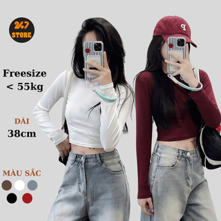 Áo thun nữ dáng ngắn cổ tròn dài tay giá rẻ 247store  Aothun310