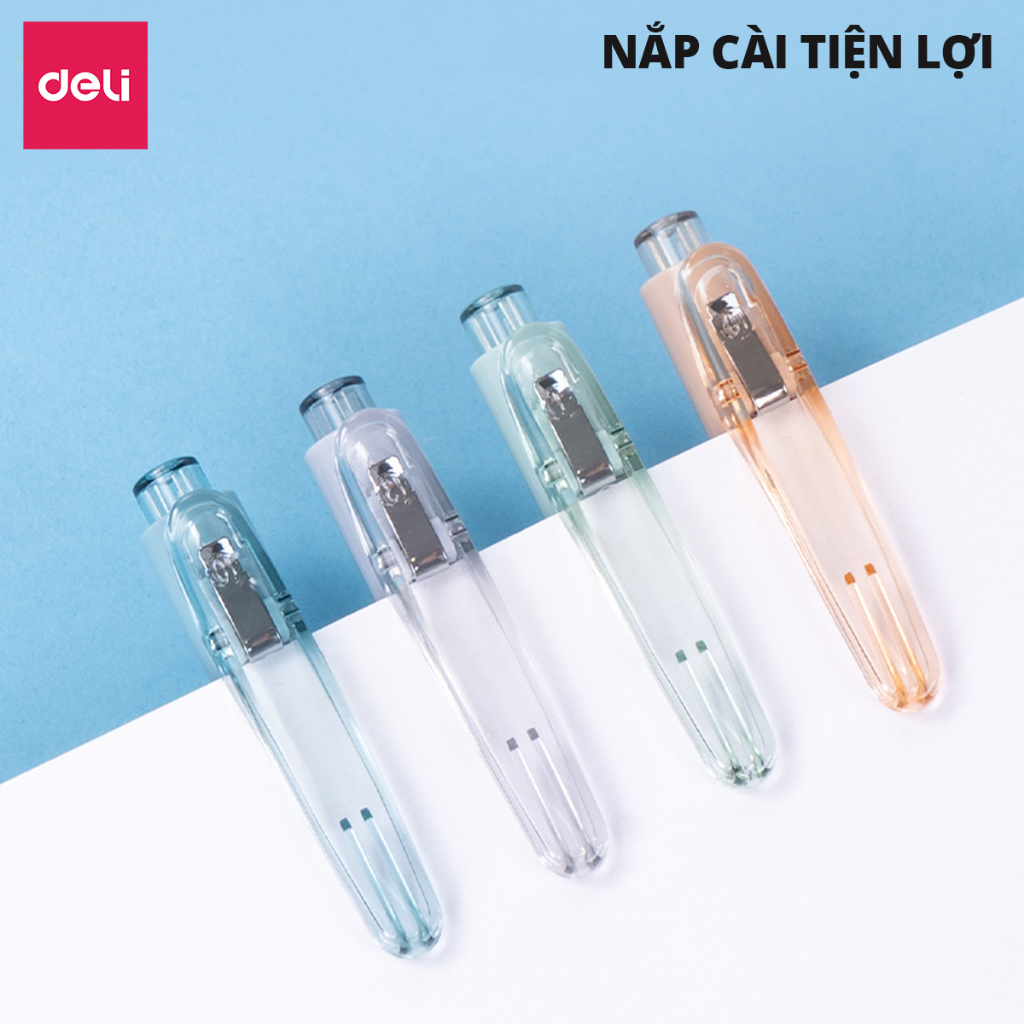 Bút Gel Deli Mực Xanh Ngòi 0.5mm Thiết Kế Pastel Dễ Thương Đầu Bấm Nét Viết Đều Không Tắc Mực Cho Học Sinh Sinh Viên