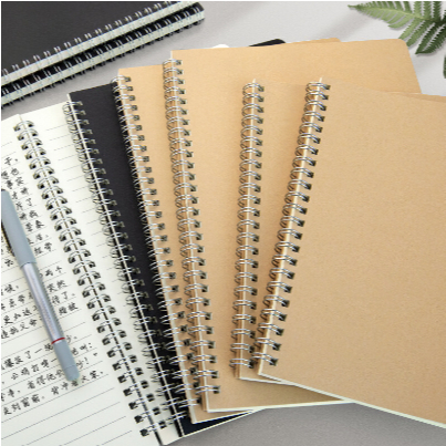 Sổ Tay Lò Xo, Sổ Lò Xo A5 B5 MESO 120 Trang Kẻ Ngang 70 GSM - Bìa Giấy Kraft Màu Nâu và Đen, Sổ Gáy xoắn