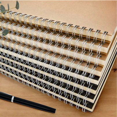 Sổ Tay Lò Xo, Sổ Lò Xo A5 B5 MESO 120 Trang Kẻ Ngang 70 GSM - Bìa Giấy Kraft Màu Nâu và Đen, Sổ Gáy xoắn