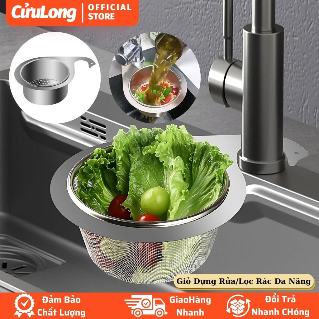 Giỏ Lọc Rác Bồn Rửa Chén Bát rửa rau củ quả nhà bếp đa năng inox thép ...