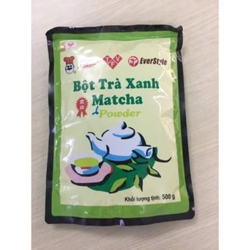 Bột trà xanh Matcha Đài Loan mũ đỏ chính hãng EverStyle túi 500g ...