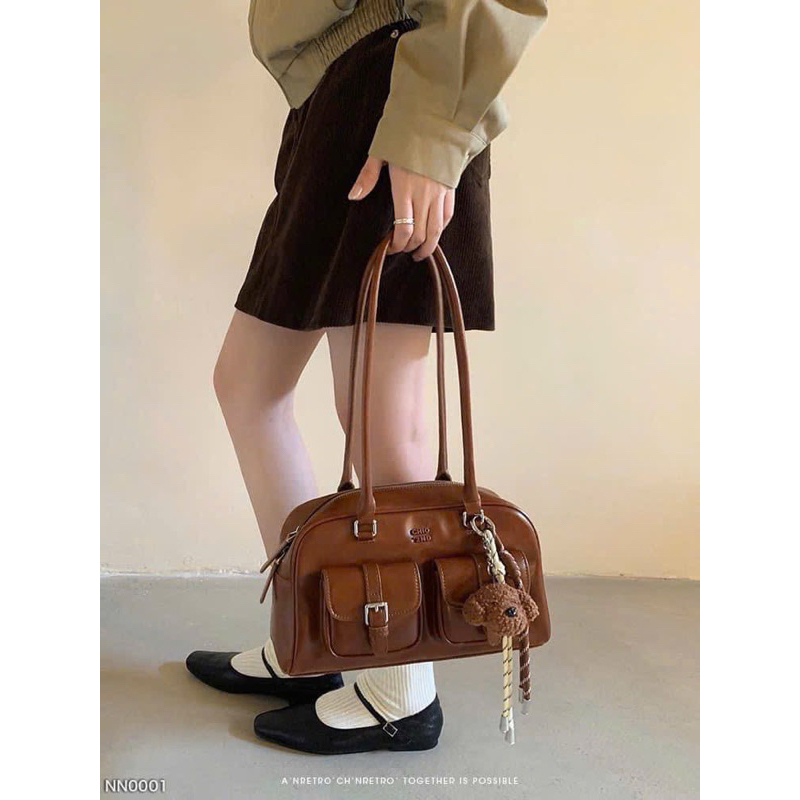 Túi xách Chio 2nd dáng hộp hai quai TẶNG KÈM CHARM vintage đeo vai cực xinh (FREESHIP)
