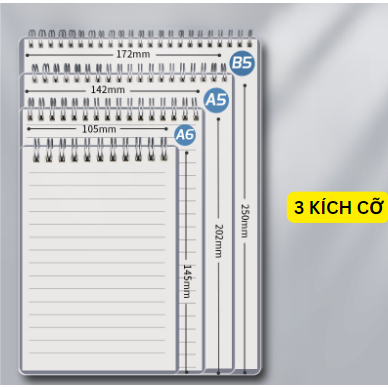 Tập Lò Xo, Sổ Lò Xo A5 B5 A6 Lật Dọc MESO 160 Trang Kẻ Ngang 70 GSM -  Bìa PP Trong Suốt Chống Nước, Gáy Xoắn