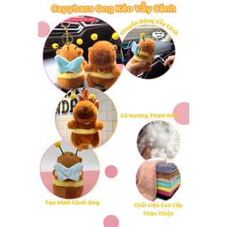 Capybara Ong Vẫy Cánh Có Mùi Thơm Nhẹ Móc Khóa Capybara Con Ong Chuyển Động Kéo Vẫy Cánh