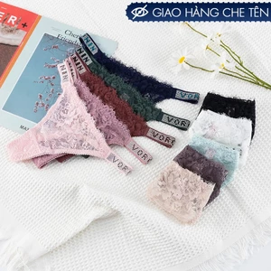 Quần lót ren nữ lọt khe sexy cạp to đính đá chữ phong cách thể thao khoẻ mạnh gợi cảm BS-8140