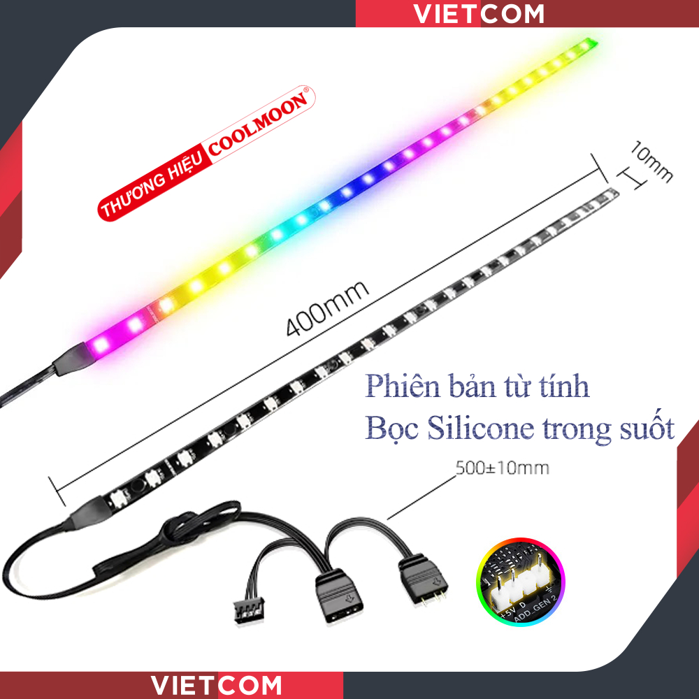 Dây Ledstrip Coolmoon - Phiên bản từ tính dài 40cm - LED ARGB đồng bộ ...