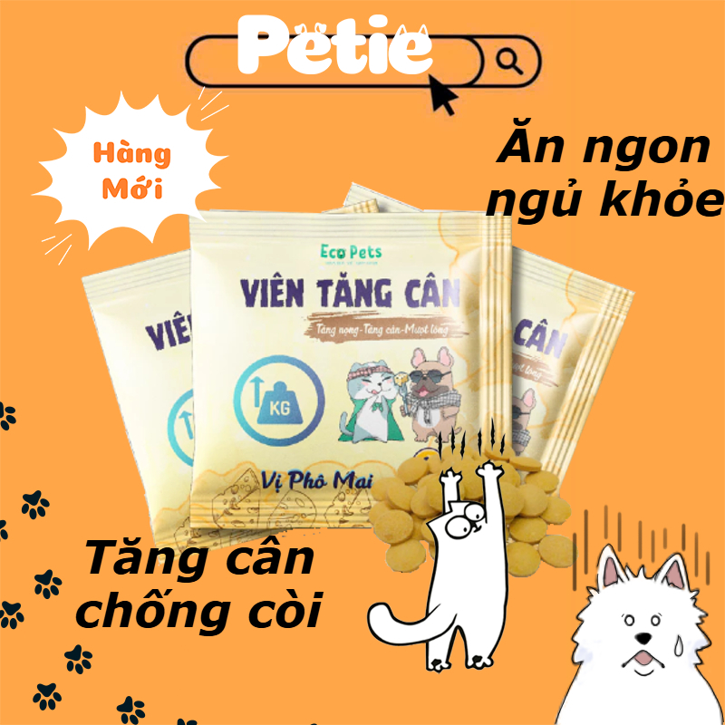 Gói 10 Viên Tăng Cân, Dưỡng Lông Ecopets - Chà Bông Ruốc Beta Amin Giúp Chó Mèo Tăng Cân