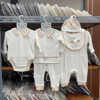 La pomme AW2024 BST set sơ sinh La Pomme mèo con ngộ nghĩnh - Trắng be cho bé