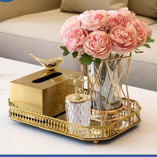 Khay mặt gương đựng đồ đa năng mạ mầu vàng Gold sang trọng