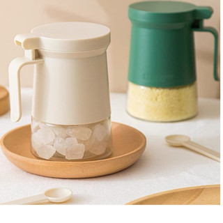 (Giá đung thử ) Hũ Đựng Gia Vị To Có Tay Cầm 350ml, Lọ Đựng Gia Vị Thuỷ Tinh Có Vòng Silicon Và Gói Chống Ẩm