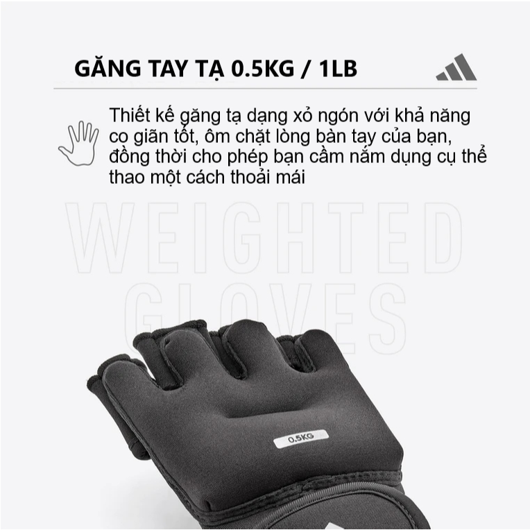 Găng Tay Tạ Weighted Gloves ADIDAS ADWT-10702 Trọng lượng 0,5kg (1 Cặp)
