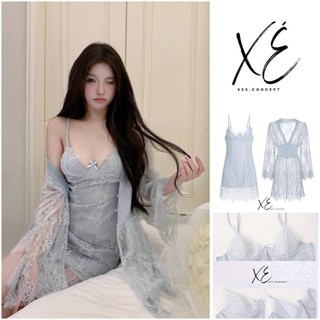Váy tiểu thư lụa phối ren có gọng nâng V1 mút mỏng tai thỏ ( V18 )
