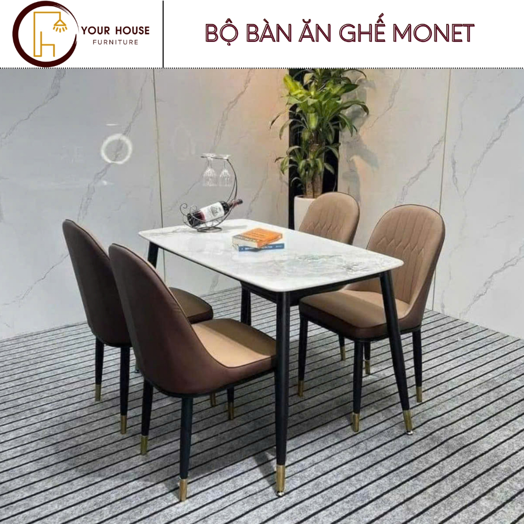 Bộ Bàn Ăn Ghế Monet Không Tay Nhập Khẩu Cao Cấp - YourHouse furniture