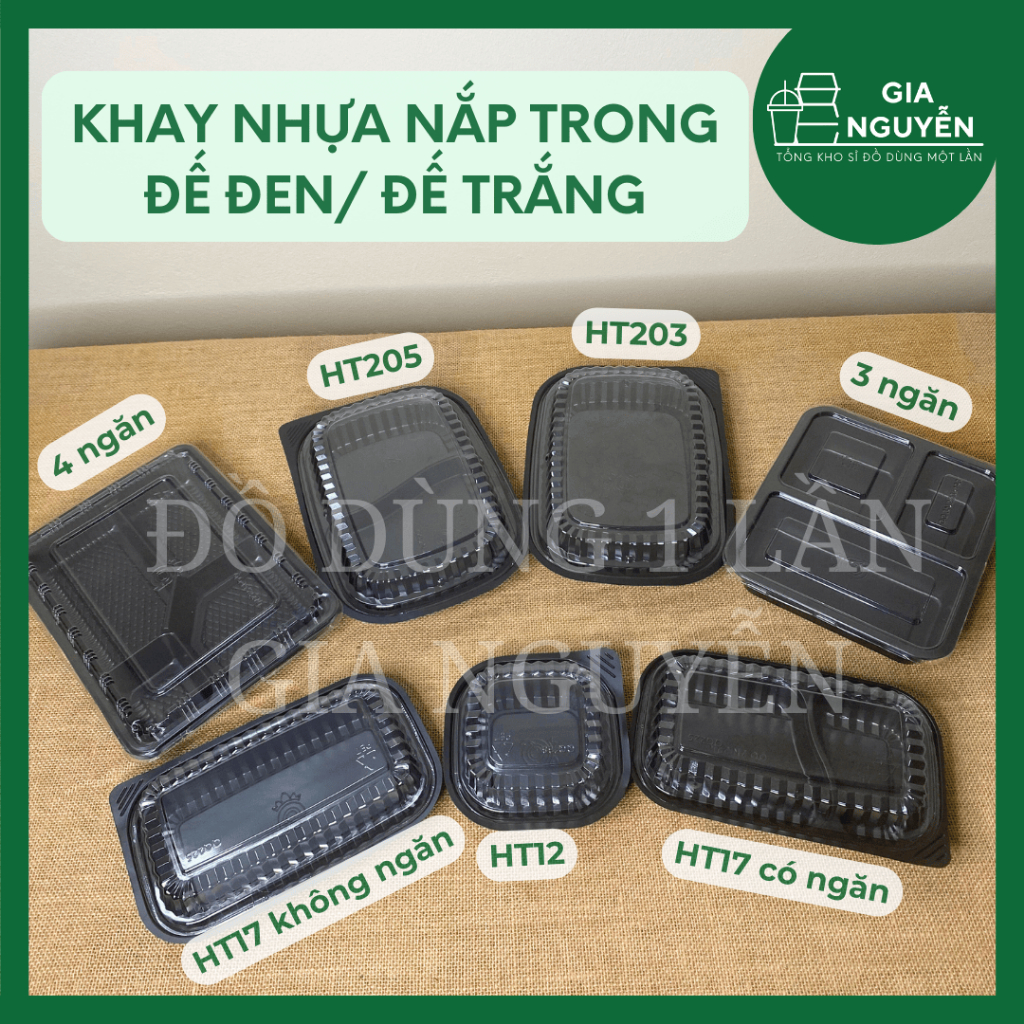 Hộp Nhựa Đế Đen HT12, HT17, HT203, HT25 Dùng Đựng Đồ Ăn, Cơm Văn Phòng ...