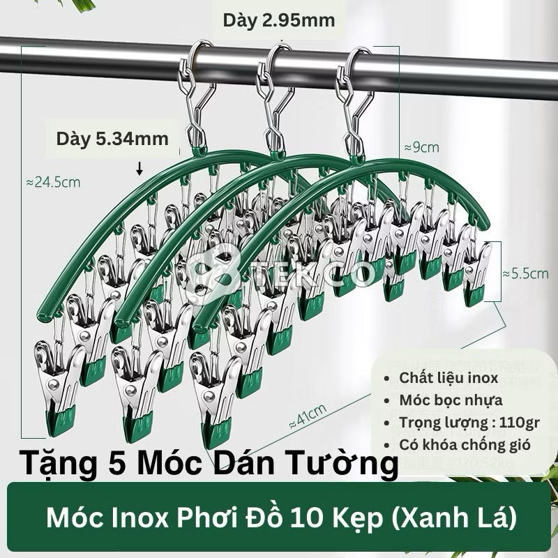( Tặng Kèm 5 Móc Dán Tường ) Combo 3-5 Móc vòm treo quân áo đô lót tất vớ đa năng (10 KẸP GHIM) Giữ Chống Trượt