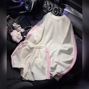 Bộ Nữ áo dài tay phối quần sooc thể thao chạy sọc chất nỉ 2 da MS100 - Women, Top Sport