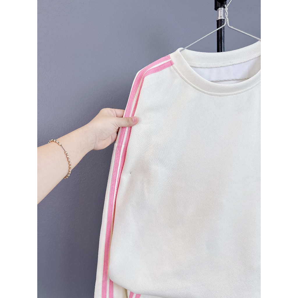 Bộ Nữ áo dài tay phối quần sooc thể thao chạy sọc chất nỉ 2 da MS100 - Women, Top Sport