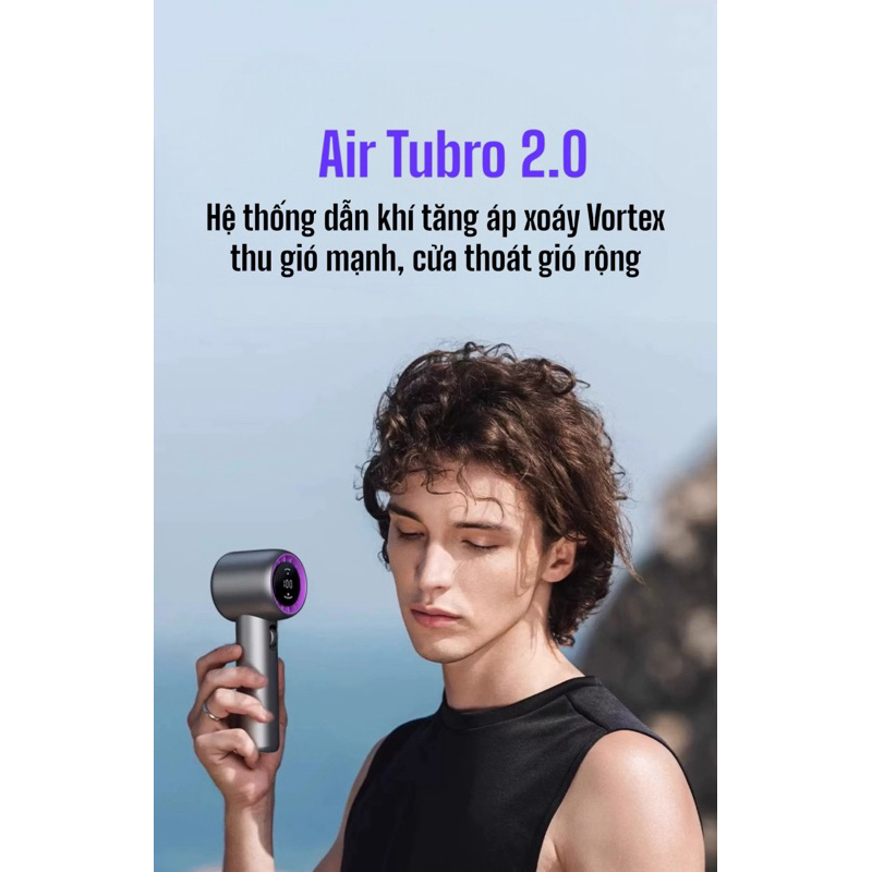 Quạt Mini Cầm Tay Siêu Mát Anhlinh GF02 Màn Hình Kỹ Thuật Số Động Cơ Không Chổi Than Pin Dung Lượng Lớn Nhỏ Gọn