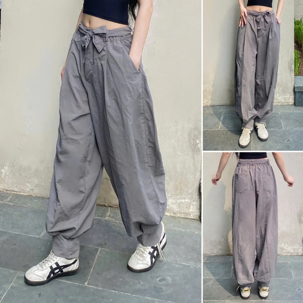 Ảnh Quần Dáng Rộng 2.0 HR138 by GLADIMAX Lưng Chun Nữ Vải Gió -  Parachute Pants Big Size 1