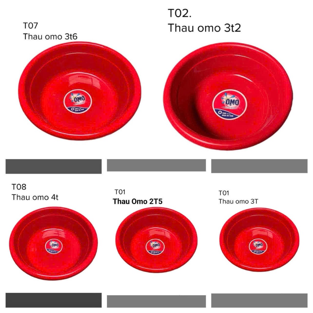 Combo 5 cái thau nhựa omo kích thước 25- 30-32-36-49cm quý khách vui lòng xem thông tin sản phẩm size số giúp shop