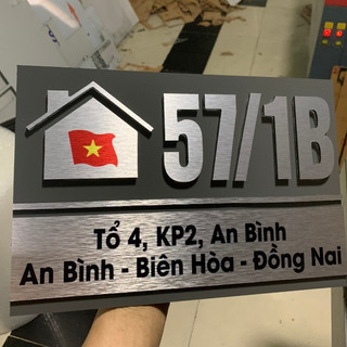 BẢNG, BIỂN SỐ NHÀ. Alu Xám Đậm + Mica, số nổi đế mica trong, ngoài trời