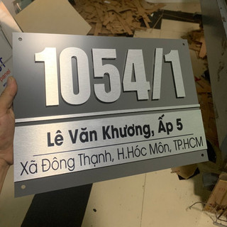 BẢNG, BIỂN SỐ NHÀ. Alu Xám Đậm + Mica, số nổi đế mica trong, ngoài trời