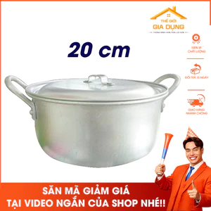 Xoong nồi nhôm vành mini nấu canh, kho cá kích thước 20cm