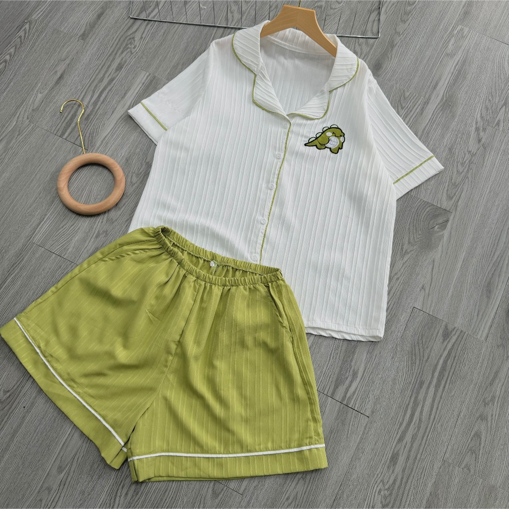 Bộ Đồ Ngủ Pijama Nữ Tay Ngắn Vải Xốp Đôi Mềm Mịn Thoáng Mát Lên Phom Xinh Xắn Có Size 50kg-95kg SET825