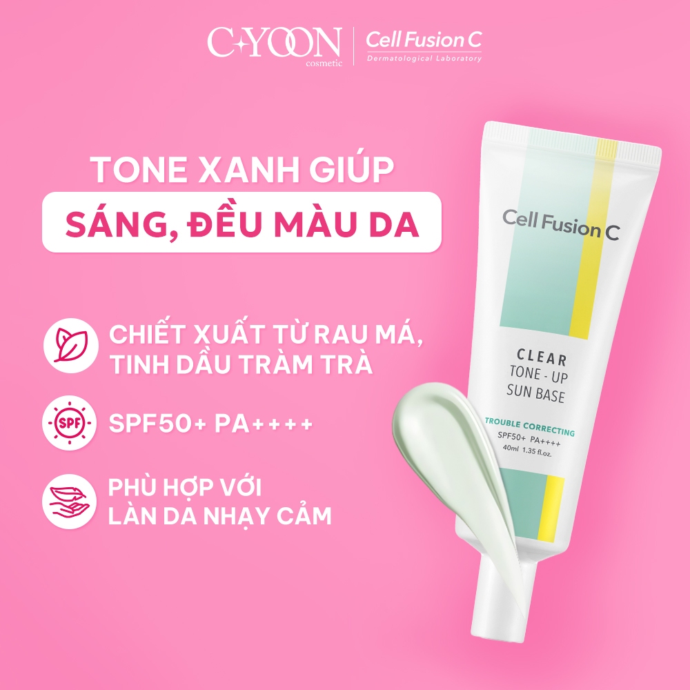 Ảnh Kem chống nắng nâng tone da dầu mụn Cell Fusion C Clear Tone-Up Sun Base SPF50+ PA++++ 40ml hiệu chỉnh da ửng đỏ 2