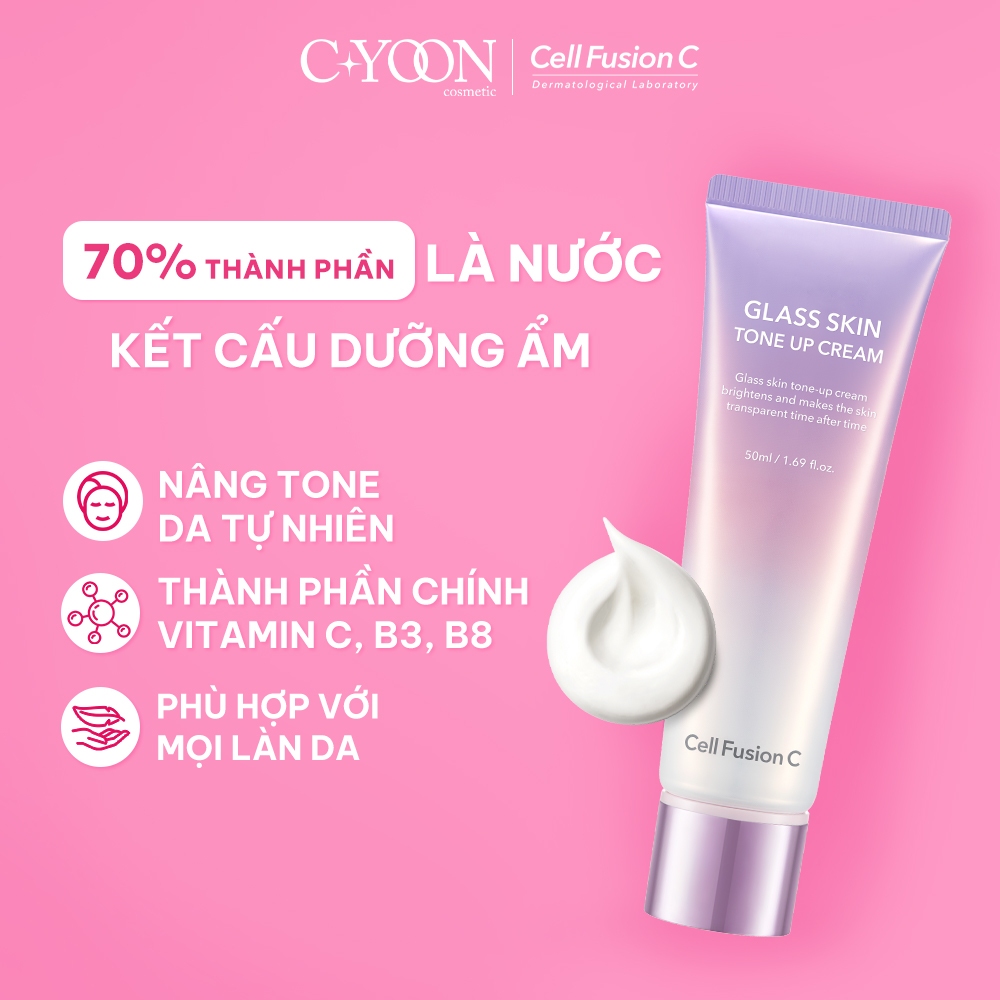 Ảnh Kem dưỡng nâng tone Cell Fusion C Glass Skin Tone Up Cream 50ml kem lười dưỡng trắng và cấp ẩm mỏng nhẹ như nước 2