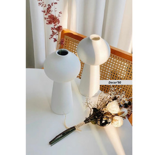 Bình hoa gốm trắng Bắc âu, trang trí