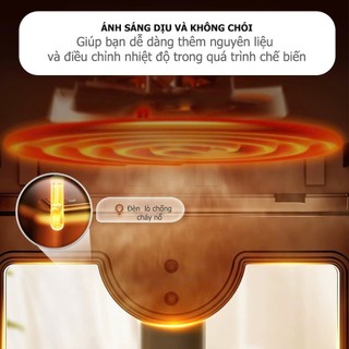 Nồi chiên không dầu QCOOKO, Nồi chiên hơi nước dung tích 6L, 1400W, công nghệ mới STEAM AIR thịt mềm mọng nước, giảm mỡ