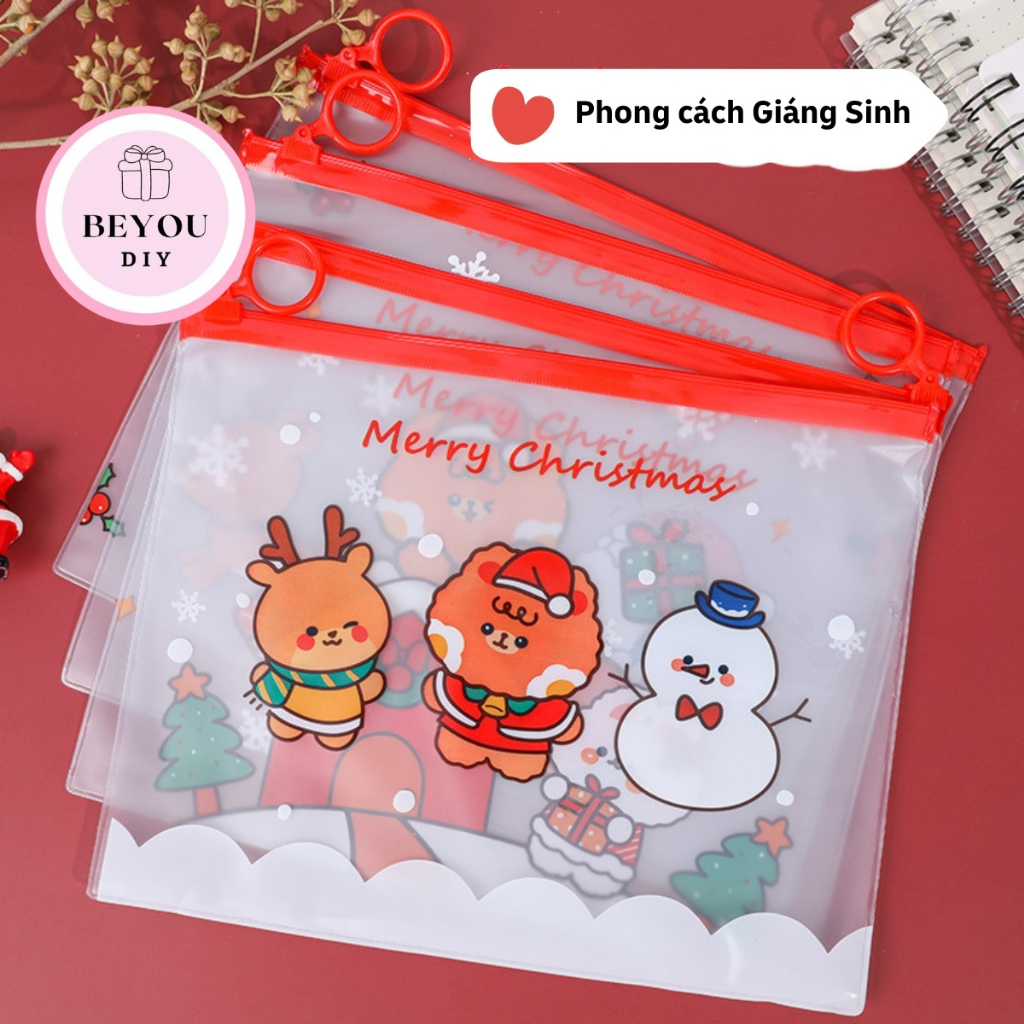 Túi Zip Đựng Đồ Phong Cách Noel Rực Rỡ, Phù Hợp Làm Quà Tặng, Sự Kiện