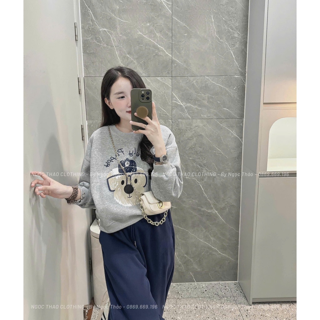 Set bộ đồ nỉ thun nữ hai màu XÁM ĐỎ  phối quần ống bo, set bộ đồ nữ hoạ tiết gấu chữ phối quần rộng ống bo đơn giản