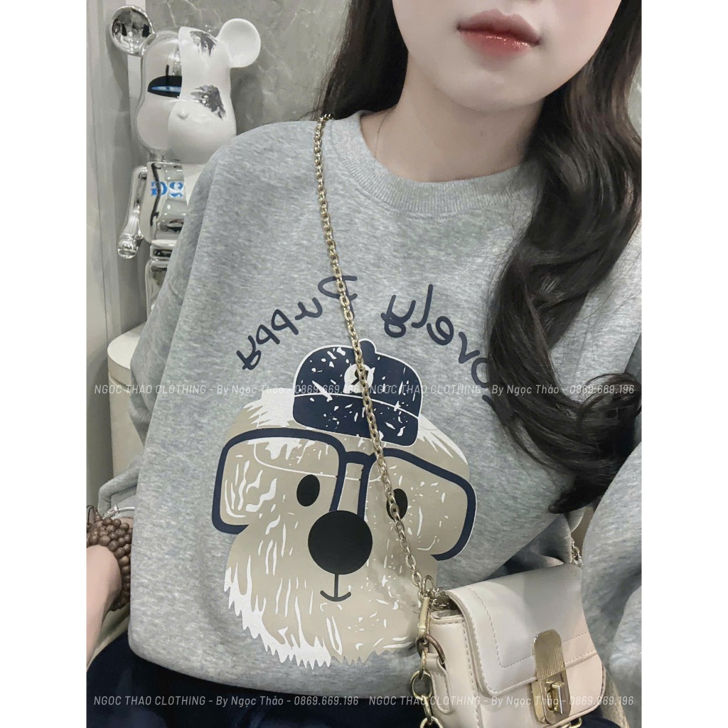 Set bộ đồ nỉ thun nữ hai màu XÁM ĐỎ  phối quần ống bo, set bộ đồ nữ hoạ tiết gấu chữ phối quần rộng ống bo đơn giản
