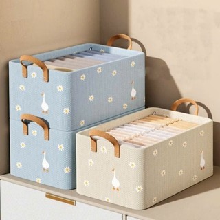 HỘP ĐỰNG QUẦN ÁO HẠC,  Hộp đựng quần áo ngăn nắp 2 màu họa tiết con hạc thiết kế khung sắt cứng cáp giữ form - MA: 0267