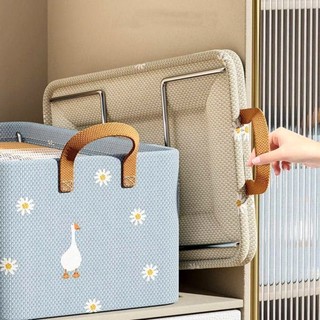 HỘP ĐỰNG QUẦN ÁO HẠC,  Hộp đựng quần áo ngăn nắp 2 màu họa tiết con hạc thiết kế khung sắt cứng cáp giữ form - MA: 0267