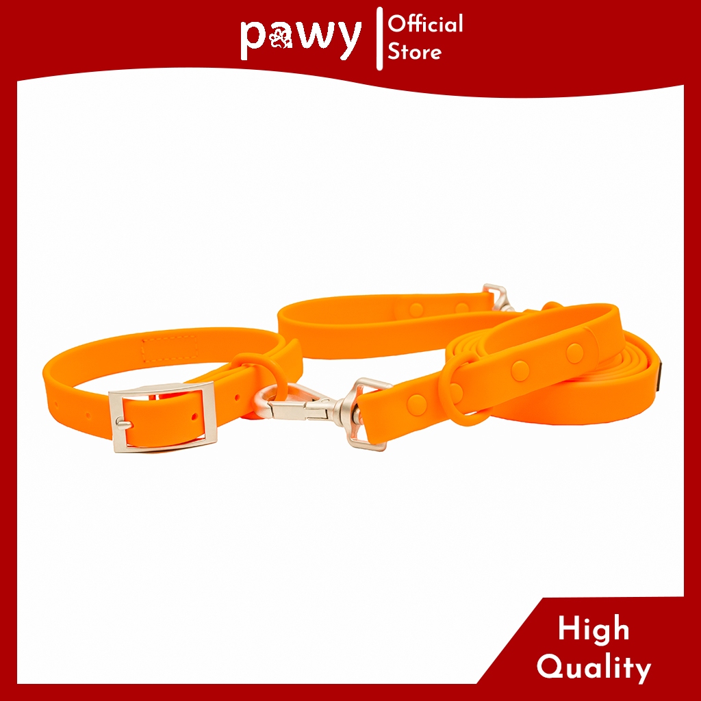 Ảnh Vòng Cổ Cho Chó Pawy - Flexiwear - Màu Cam - PVC Waterproof Dog Collar 1