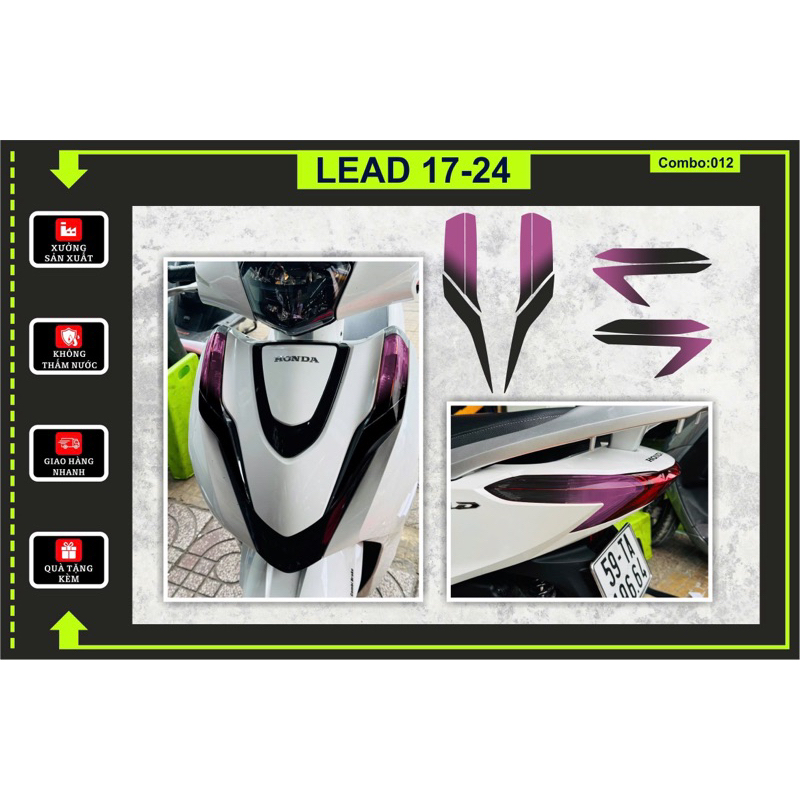 Decal dán đèn xe Lead 2017-2024 Combo