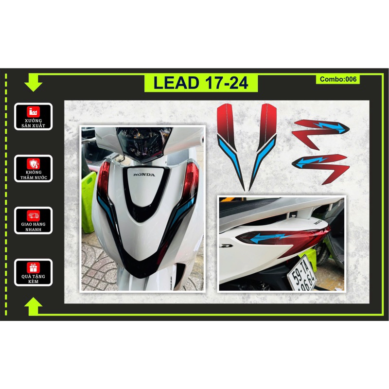 Decal dán đèn xe Lead 2017-2024 Combo