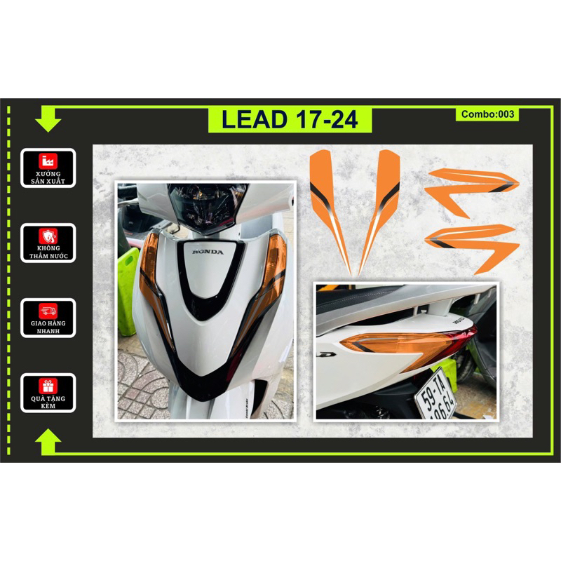 Decal dán đèn xe Lead 2017-2024 Combo