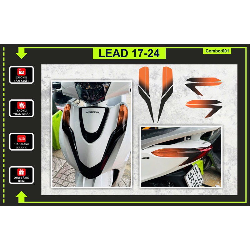 Decal dán đèn xe Lead 2017-2024 Combo