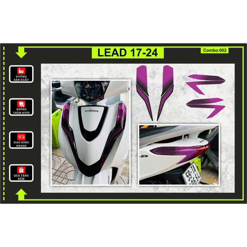 Decal dán đèn xe Lead 2017-2024 Combo