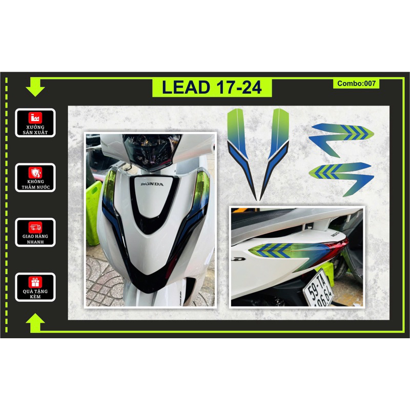 Decal dán đèn xe Lead 2017-2024 Combo