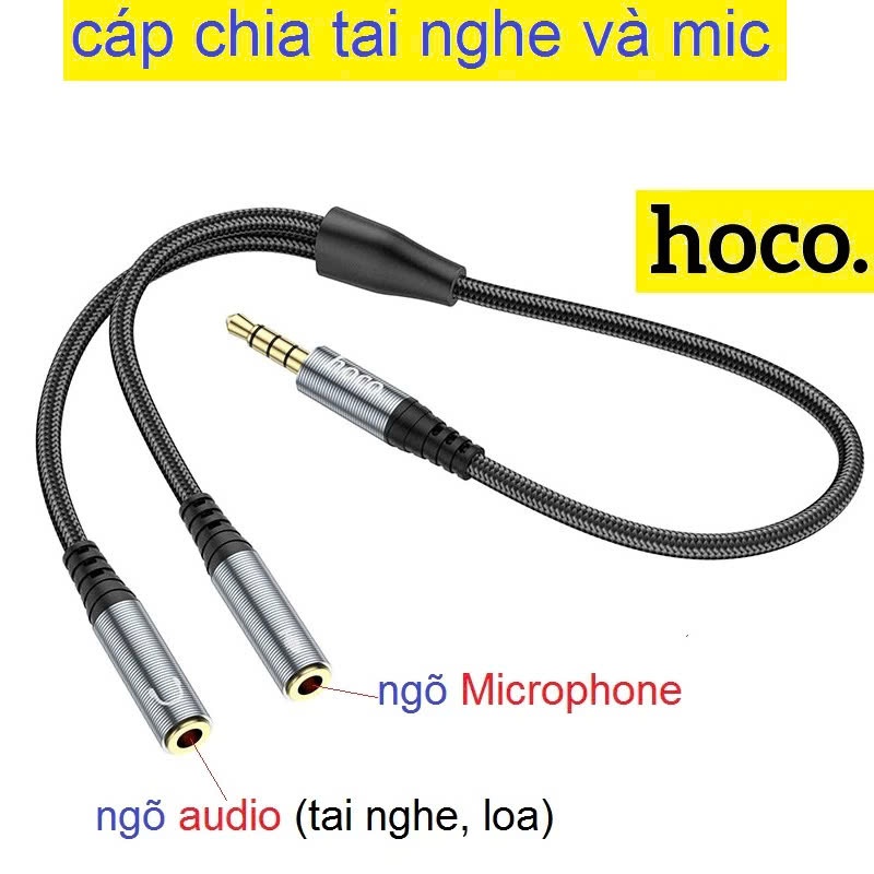 XL - Cáp chuyển đổi tai nghe 3.5mm và mic Hoco UPA21 , cáp chia 1 ra 2 dây bọc dù chắc chắn | BigBuy360 - bigbuy360.vn