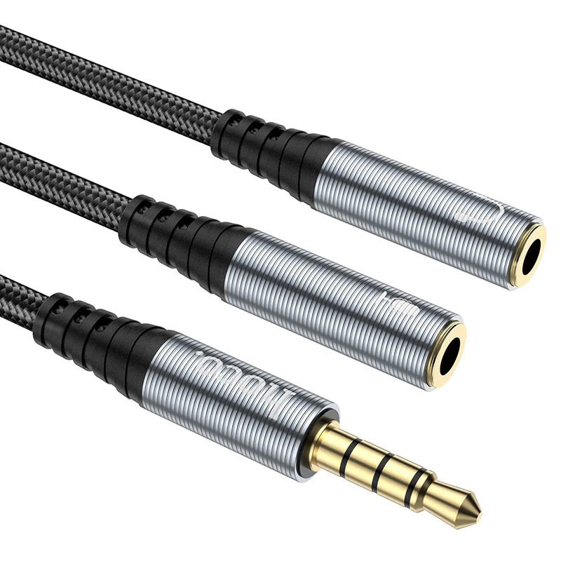 XL - Cáp chuyển đổi tai nghe 3.5mm và mic Hoco UPA21 , cáp chia 1 ra 2 dây bọc dù chắc chắn | BigBuy360 - bigbuy360.vn